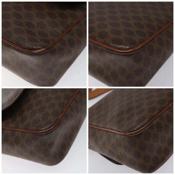 CELINE Macadam Canvas Shoulder Bag PVC Leather Brown Gold - Picture 15 of 15